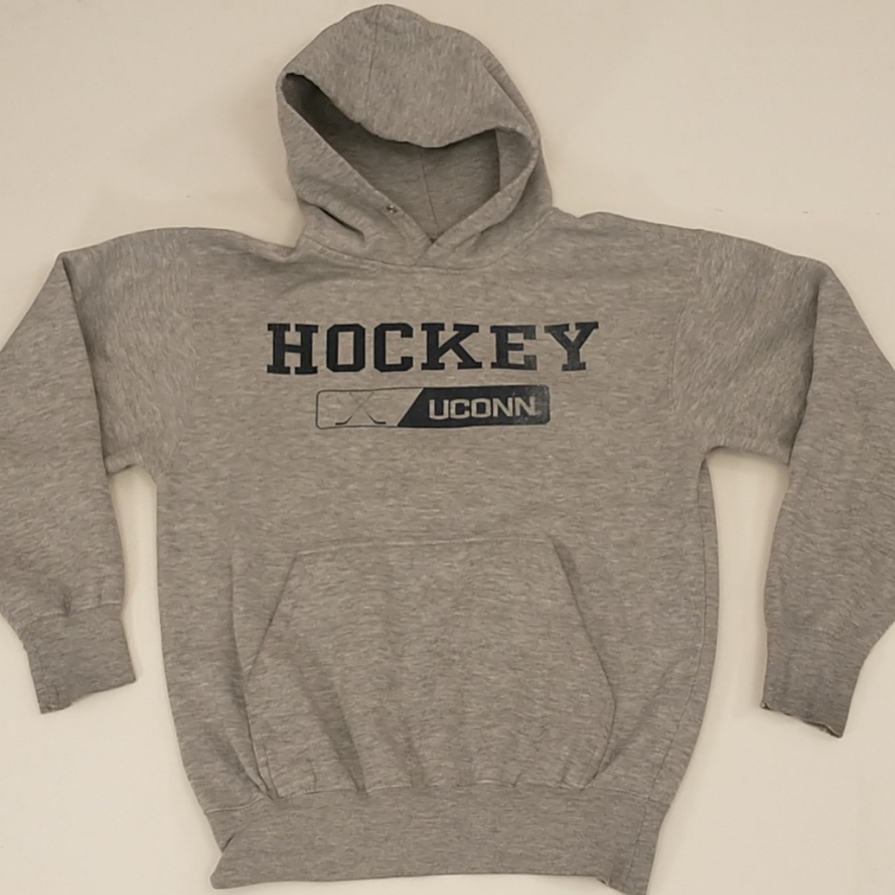 UConn Hockey Hoodie Sweatshirt Gray Heather Top
